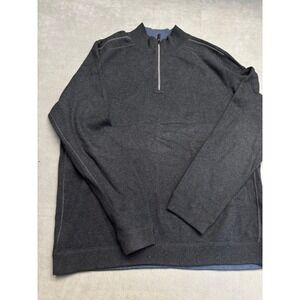 Tommy Bahama Quarter Zip Pullover Reversible Sweater Men's Large Gray Cotton